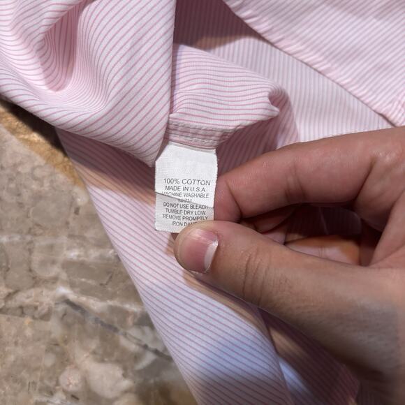 Vintage Gitman Bros Shirt Mens 16.5 Pink Striped All Cotton Pinstripes USA - Picture 7 of 11